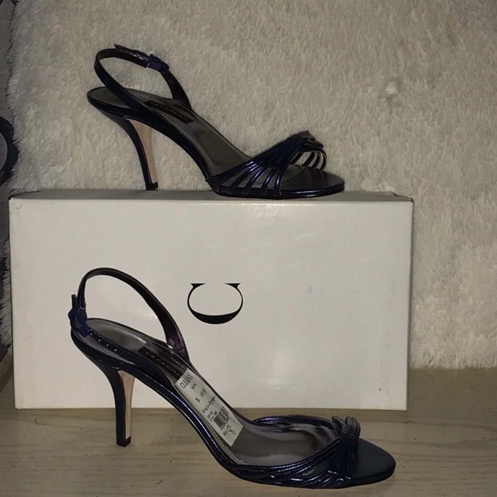 Carabbos Strappy Blue Metallic Slingback sandals